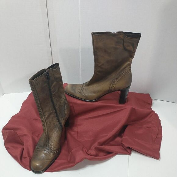 Zita Maria Size 8 US Heeled Leather Brown Booties EUR 39 - Picture 1 of 8